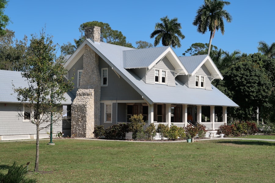Florida home exterior with palm trees